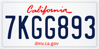 CA license plate 7KGG893