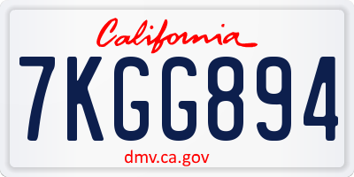 CA license plate 7KGG894