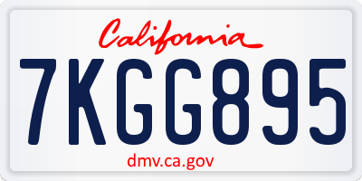 CA license plate 7KGG895
