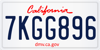 CA license plate 7KGG896