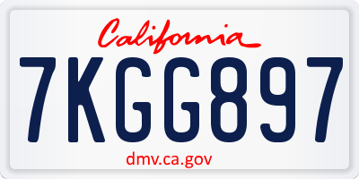 CA license plate 7KGG897