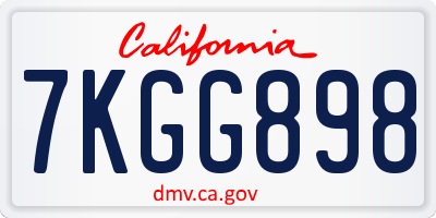 CA license plate 7KGG898