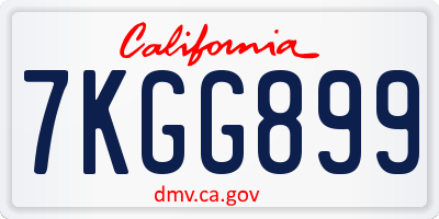 CA license plate 7KGG899