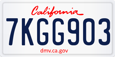 CA license plate 7KGG903