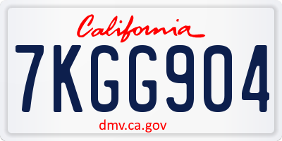 CA license plate 7KGG904