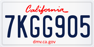 CA license plate 7KGG905