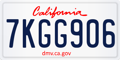 CA license plate 7KGG906