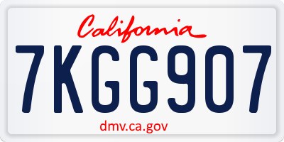CA license plate 7KGG907