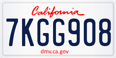 CA license plate 7KGG908