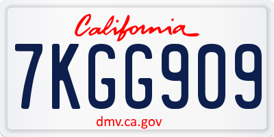 CA license plate 7KGG909