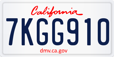 CA license plate 7KGG910