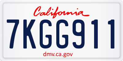 CA license plate 7KGG911