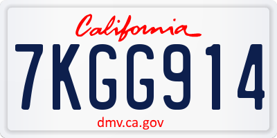 CA license plate 7KGG914