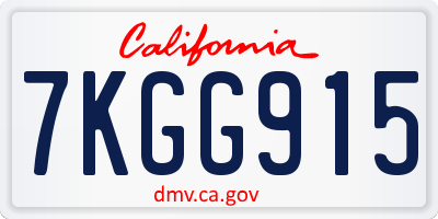 CA license plate 7KGG915