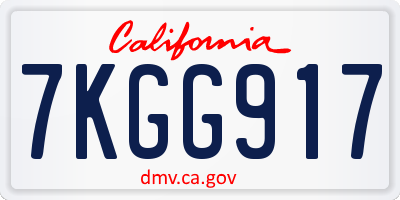 CA license plate 7KGG917