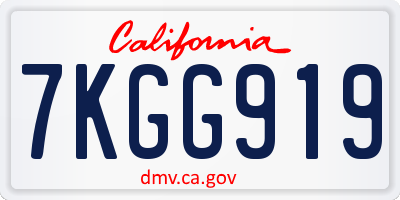 CA license plate 7KGG919