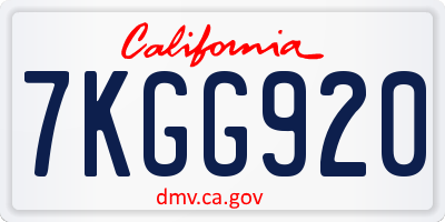 CA license plate 7KGG920