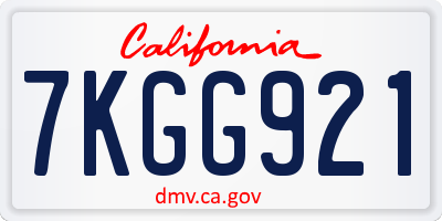 CA license plate 7KGG921