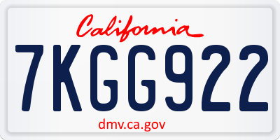 CA license plate 7KGG922
