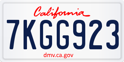 CA license plate 7KGG923