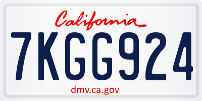CA license plate 7KGG924
