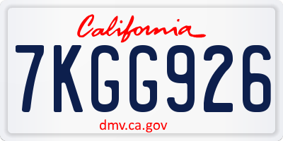 CA license plate 7KGG926