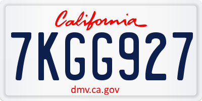 CA license plate 7KGG927