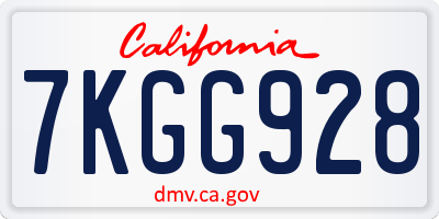 CA license plate 7KGG928