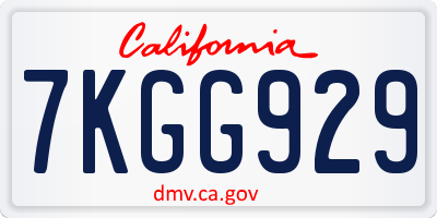 CA license plate 7KGG929