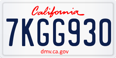 CA license plate 7KGG930