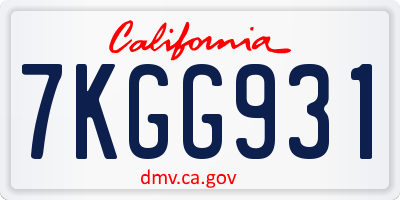 CA license plate 7KGG931