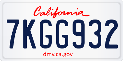 CA license plate 7KGG932