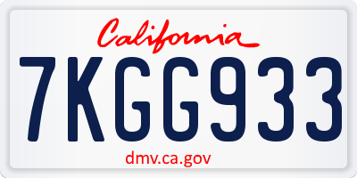 CA license plate 7KGG933