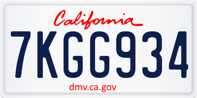 CA license plate 7KGG934