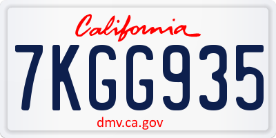 CA license plate 7KGG935