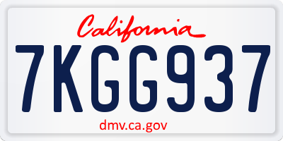 CA license plate 7KGG937