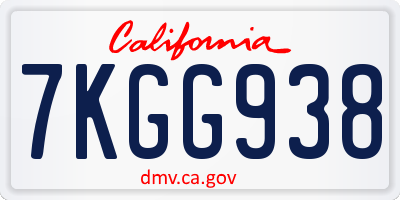 CA license plate 7KGG938