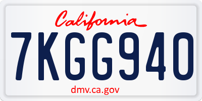 CA license plate 7KGG940