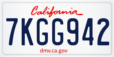 CA license plate 7KGG942