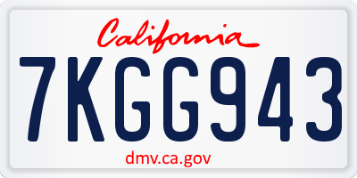 CA license plate 7KGG943