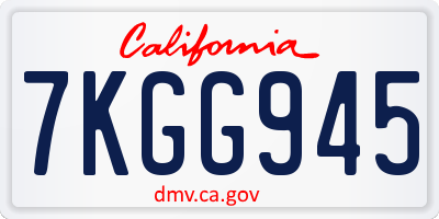 CA license plate 7KGG945