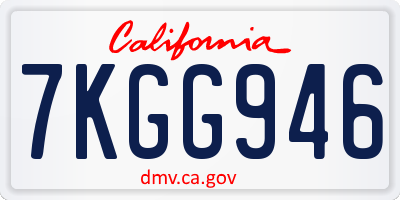CA license plate 7KGG946