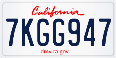 CA license plate 7KGG947