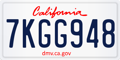 CA license plate 7KGG948