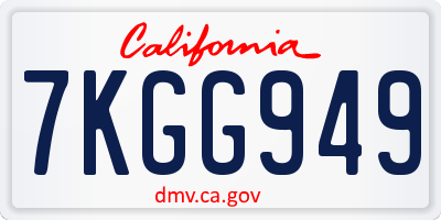 CA license plate 7KGG949