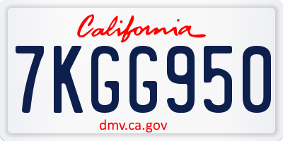 CA license plate 7KGG950
