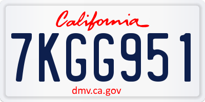 CA license plate 7KGG951