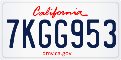 CA license plate 7KGG953