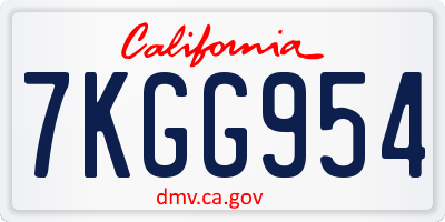 CA license plate 7KGG954
