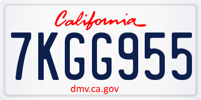 CA license plate 7KGG955